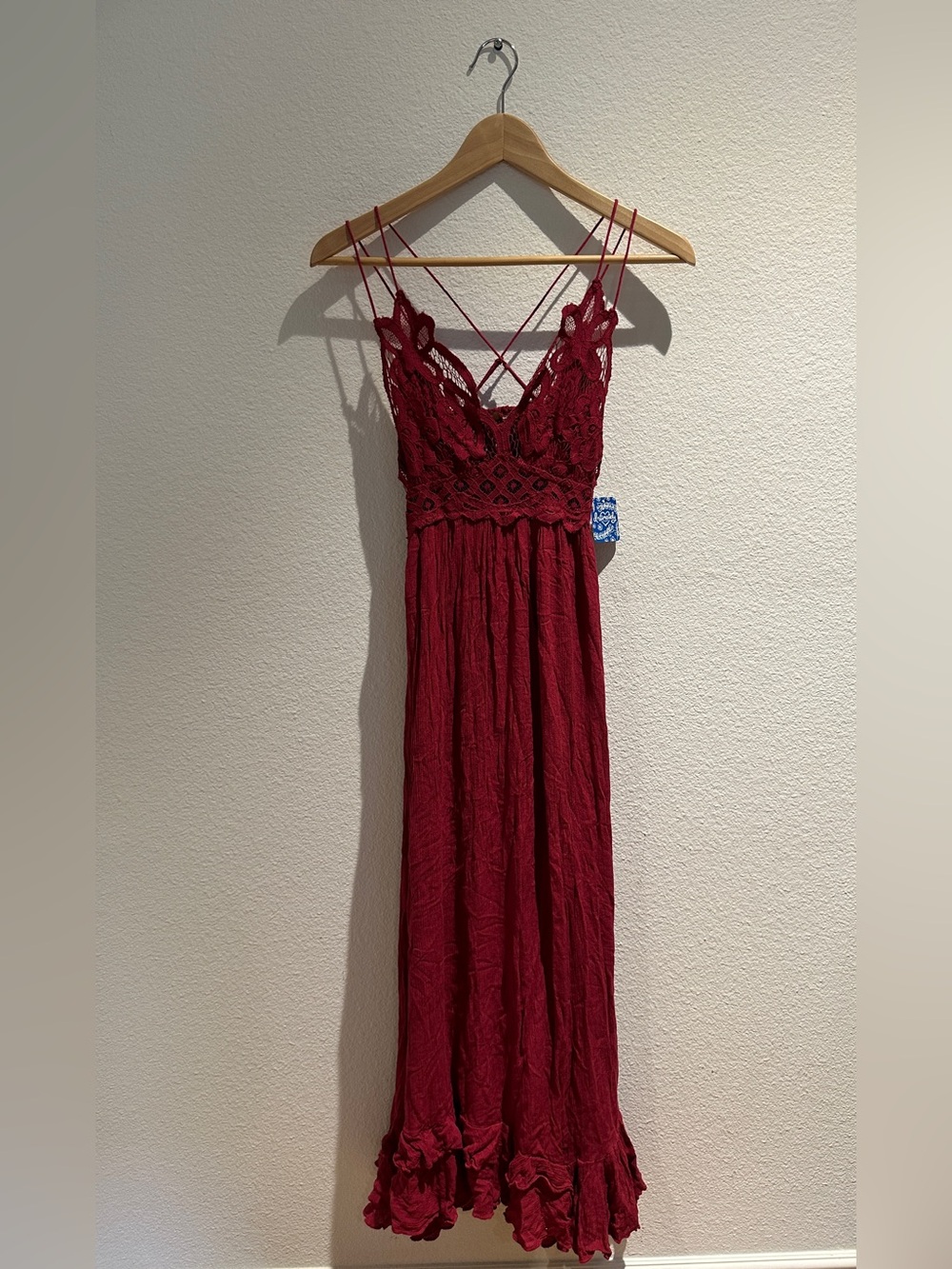 Free People Adella Maxi Slip Dress Rich Berry Dark Red Womens XS New with Tags